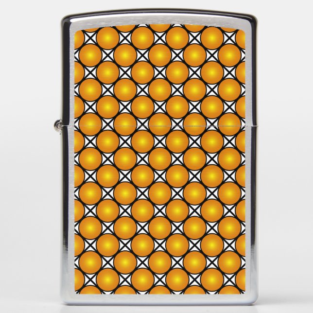 Luminous Golden Dots Black White Lattice Pattern Zippo Lighter (Front)