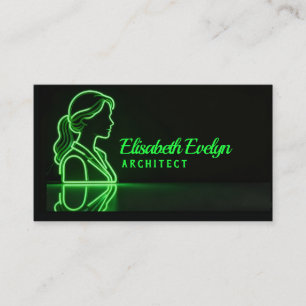 Luminous Green Contours: A Reflective Silhouette Business Card