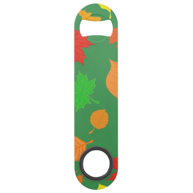 Luminous Green Fall Leaves Speed Bottle Opener (Front)