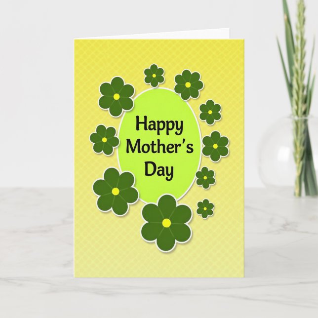 Luminous Green Floral Card (Front)