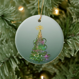 Luminous Green Holiday Tree flat holiday Ornament 
