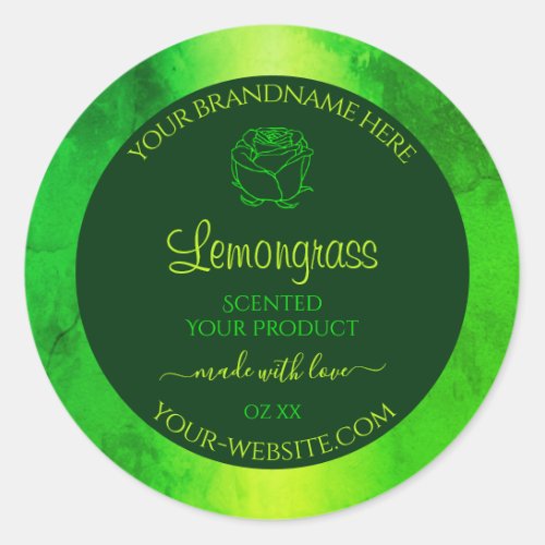 Luminous Green Marble Pattern Product Label Floral