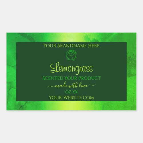 Luminous Green Marble Pattern Product Label Floral