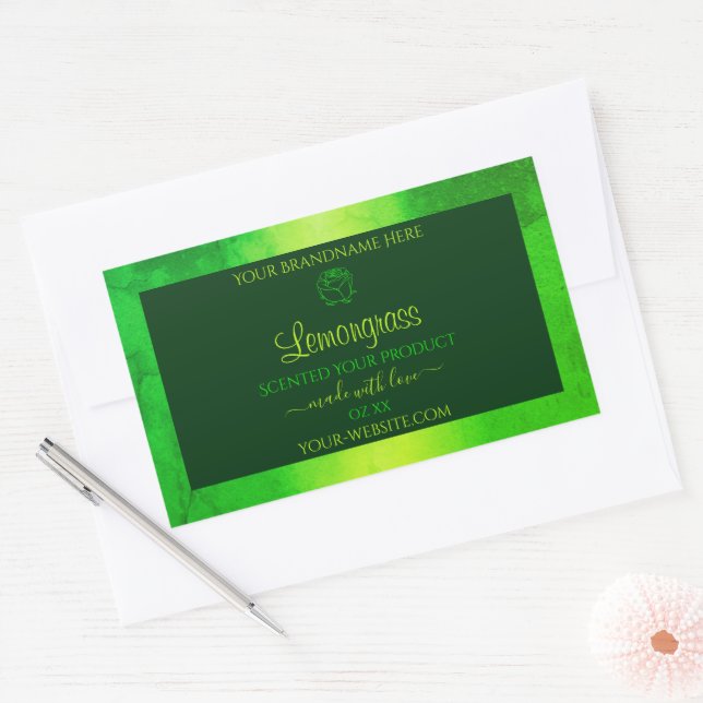 Luminous Green Marble Pattern Product Label Floral (Envelope)