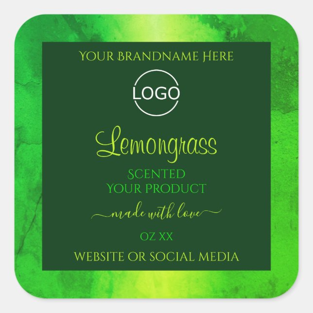 Luminous Green Marble Pattern Product Labels Logo (Front)
