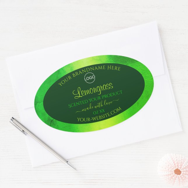 Luminous Green Marble Pattern Product Labels Logo (Envelope)