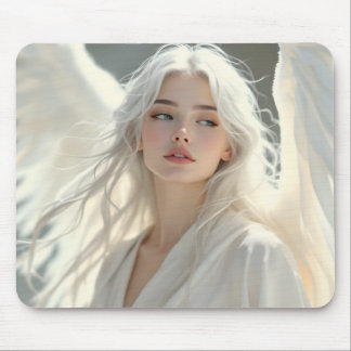 Luminous Guardian – Angel of Silver Dawn Mouse Pad