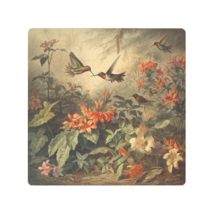 Luminous Hummingbird Tropical Garden – Modern  Metal Print