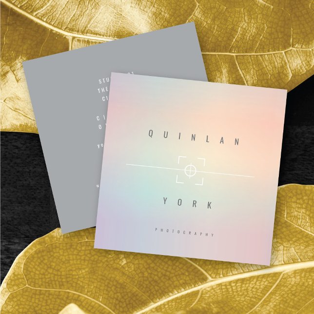 Luminous Iridescent Modern Minimalist Photographer Square Business Card (Luminous Iridescent Modern Minimalist Photographer Square Business Card @ zazzle.com/color_therapy)