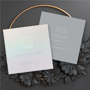 Luminous Iridescent Monogram Modern Minimalist Square Business Card