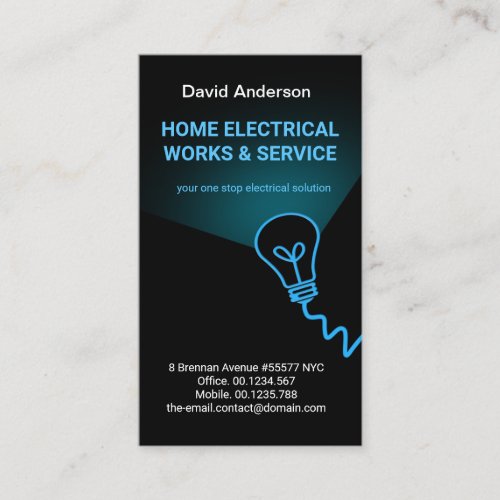 Luminous Light Bulb Spotlight Electrician Business Card