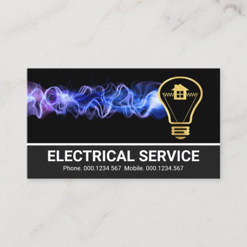 Luminous Lightning Powers Up Gold Bulb Home Business Card