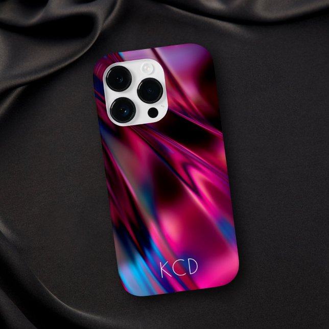 Luminous Liquid Metal Monochrome Pink w/ Name Case-Mate iPhone Case (Creator Uploaded)