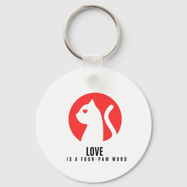 Luminous Love Cat Silhouette Keychain (Front)