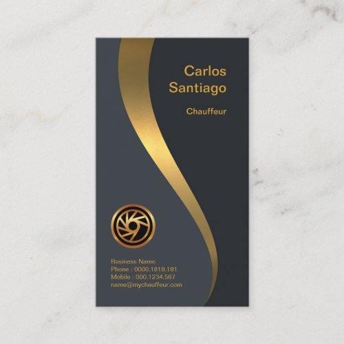 Luminous Luxurious Gold Wave Chauffeur Service Business Card