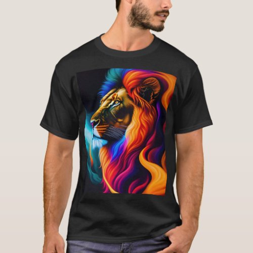 Luminous Majesty Lion Butterfly Drawing Image T_ T_Shirt