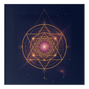 Luminous Mandala of Golden Harmony Acrylic Print