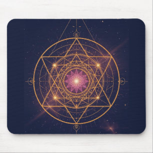 Luminous Mandala of Golden Harmony Mouse Pad