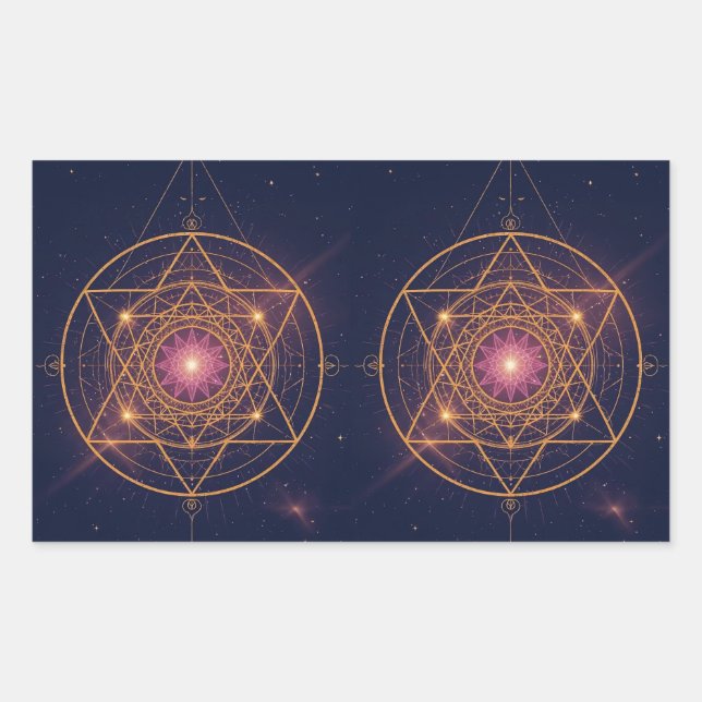 Luminous Mandala of Golden Harmony Rectangular Sticker (Front)