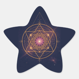 Luminous Mandala of Golden Harmony Star Sticker