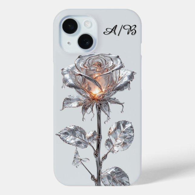 Luminous Metallic Silver Rose Case-Mate iPhone Case (Back)