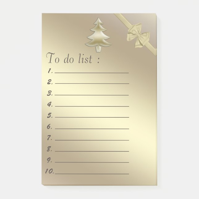 Luminous modern gold Christmas tree  "to do list" Post-it Notes (Front)