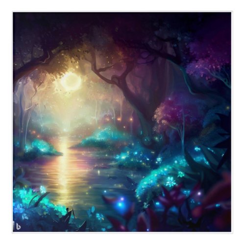 Luminous Moonlit Reverie A Serene Journey Through Acrylic Print