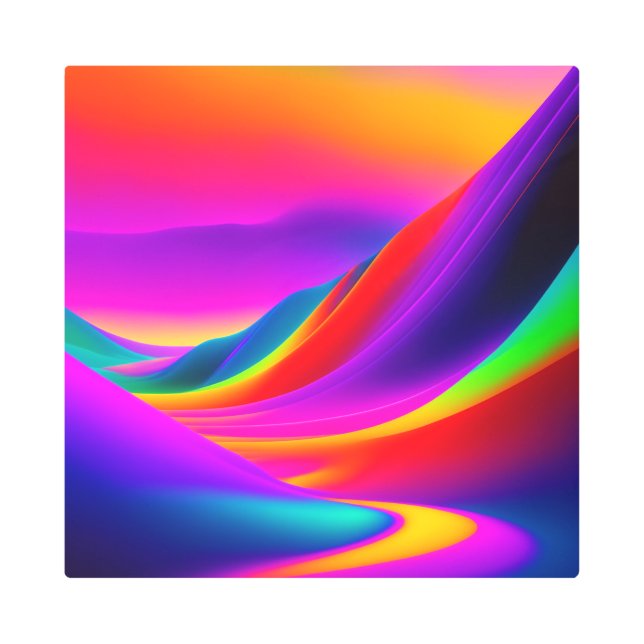 "Luminous Nights " AI Painting Metal Print (Front)