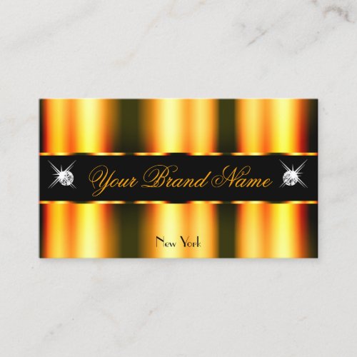 Luminous Orange Black Sparkling Diamonds Stylish Business Card