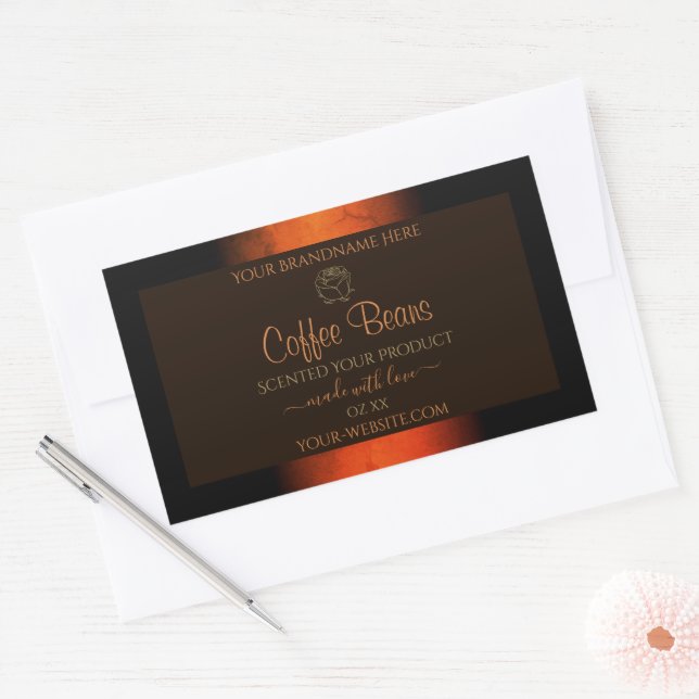 Luminous Orange Brown Marble Product Labels Floral (Envelope)