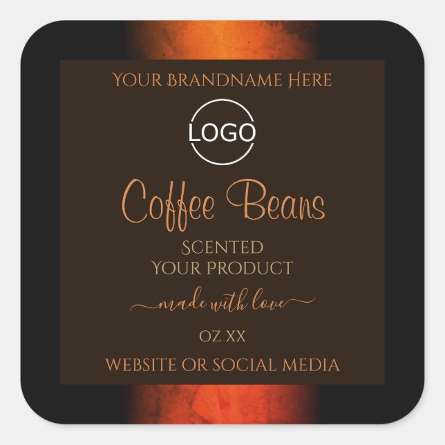 Luminous Orange Brown Marble Product Labels Logo (Front)