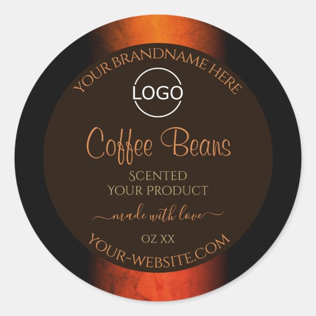 Luminous Orange Brown Marble Product Labels Logo (Front)