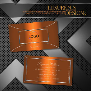 Luminous Orange with Silver Decor and Logo Modern Business Card