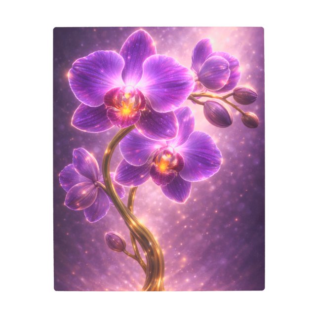 Luminous Orchid Bloom Fantasy Flower Metal Art (Front)