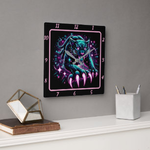 Luminous Panther Phantom Timepiece Glow Square Wall Clock