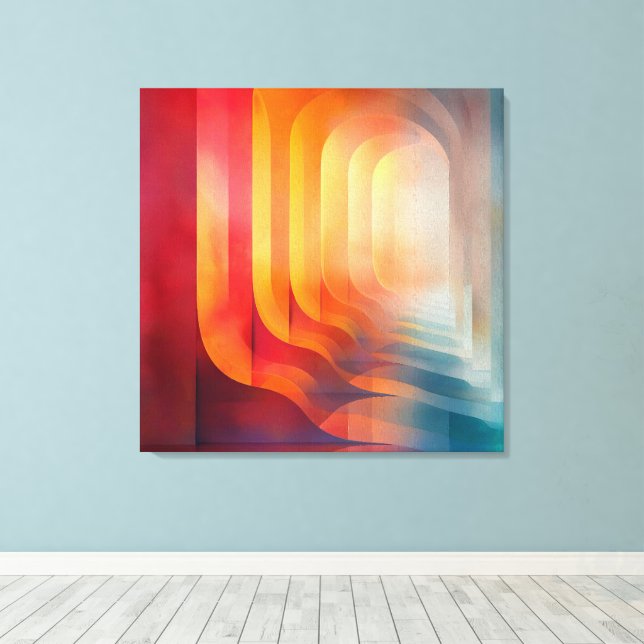 Luminous Passage – Abstract Geometric Flow Canvas Print (Insitu(Wood Floor))