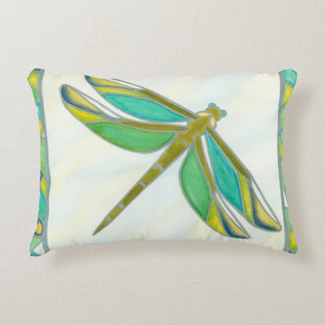 Luminous Pastel Dragonfly by Vanna Lam Accent Pillow (Front)