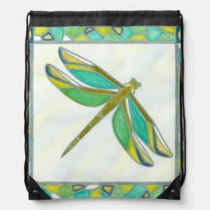 Luminous Pastel Dragonfly by Vanna Lam Drawstring Bag