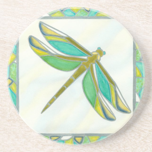 Luminous Pastel Dragonfly by Vanna Lam Drink Coaster (Front)