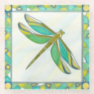 Luminous Pastel Dragonfly by Vanna Lam Glass Coaster