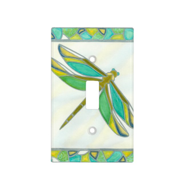 Luminous Pastel Dragonfly by Vanna Lam Light Switch Cover (Front)