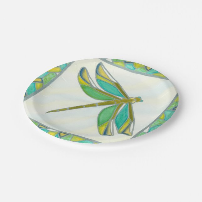 Luminous Pastel Dragonfly by Vanna Lam Paper Plates (Angled)