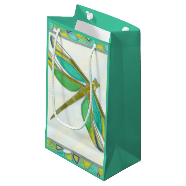 Luminous Pastel Dragonfly by Vanna Lam Small Gift Bag (Front Angled)