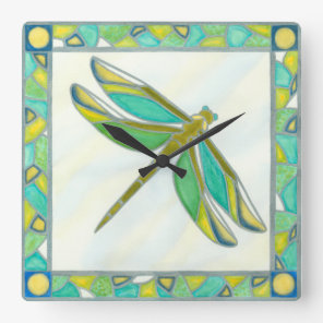 Luminous Pastel Dragonfly by Vanna Lam Square Wall Clock