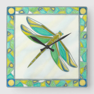 Luminous Pastel Dragonfly by Vanna Lam Square Wall Clock