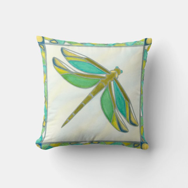 Luminous Pastel Dragonfly by Vanna Lam Throw Pillow (Front)