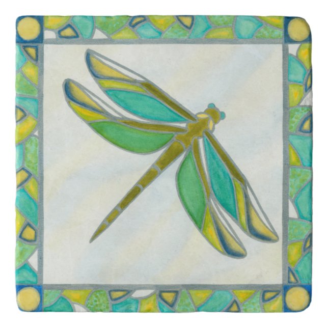 Luminous Pastel Dragonfly by Vanna Lam Trivet (Front)