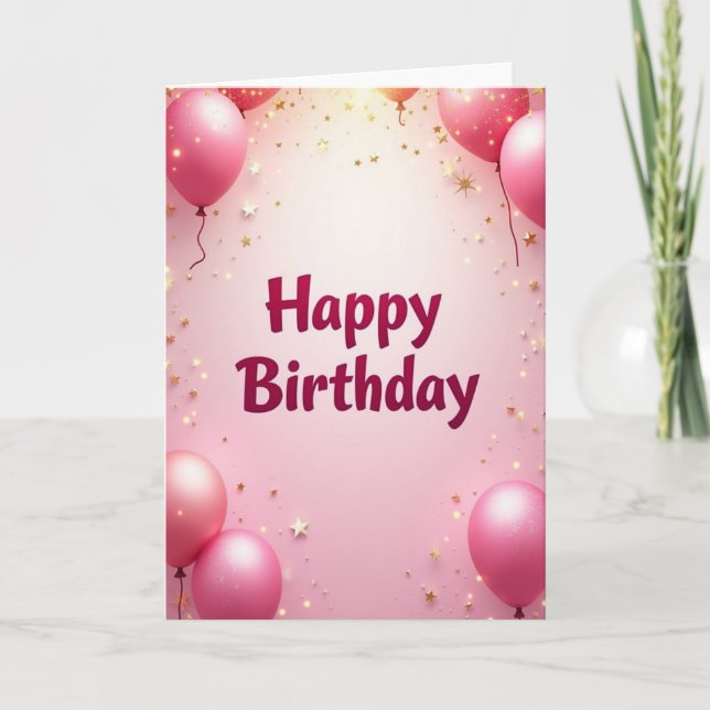 Luminous Pink Birthday Card (Front)