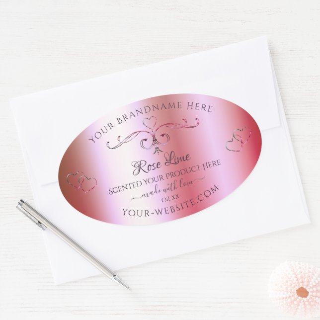Luminous Pink Green Gradient Ornate Product Labels (Envelope)