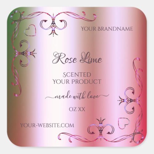 Luminous Pink Green Gradient Ornate Product Labels